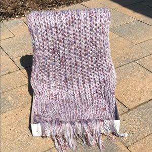 Lavender knitted scarf.